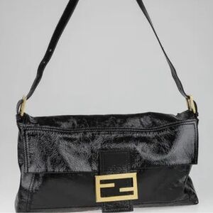Fendi Black Shoulder Bag with Gold Accent